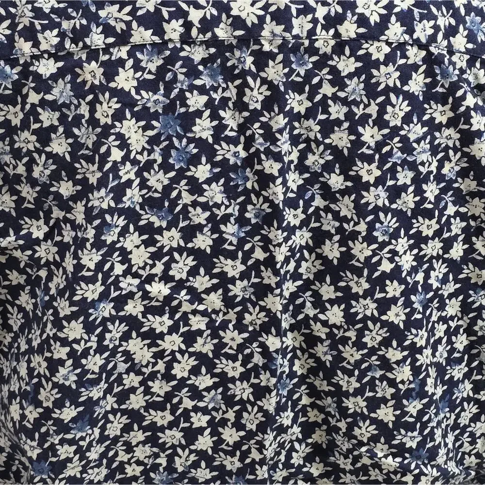 J. Crew Slim Fit Blue‎ & White Floral Men's Blue Buttoned up Shirt Size Large